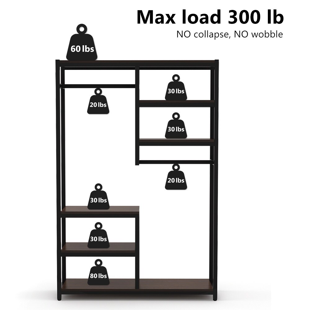 Large closet organizer Double Hanging Rod Clothes Garment Racks with Storage Shelves