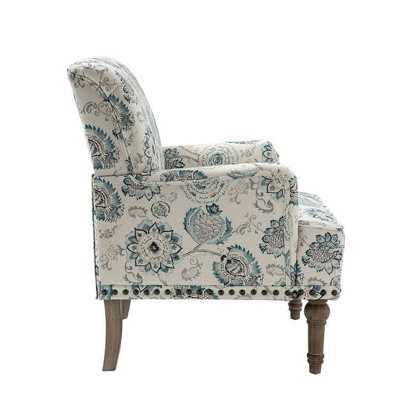 Geltrude Traditonal Floral Fabric Design Upholstered Accent Armchair with Turned Legs by HULALA HOME