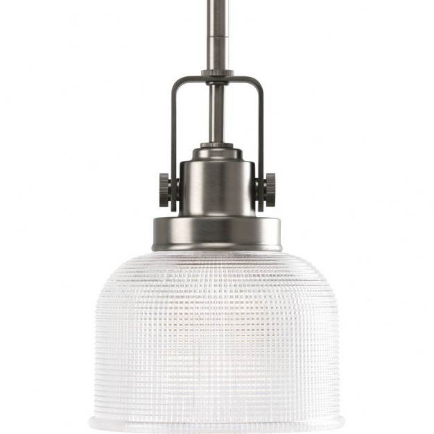 Progress Lighting Archie Collection 1 light Mini pendant Polished Chrome Prismatic Glass Shade