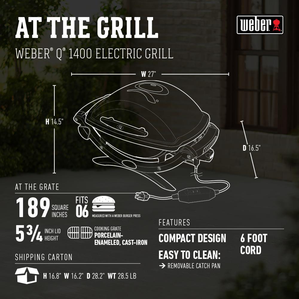 Weber Q 1400 1Burner Portable Electric Grill in Gray