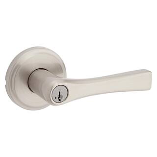 Kwikset Katella Satin Nickel Keyed Entry Door Lever Featuring SmartKey Technology with Microban 740KAL15SMT6RK3