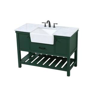 Timeless Home 22 in. W x 48 in. D x 34.125 in. H Bath Vanity in Green with Carrara White Marble Top TH120296GN