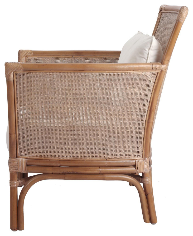 Mutame Rattan Accent Arm Chair  Canary Brown   Tropical   Armchairs And Accent Chairs   by Virgil Stanis Design  Houzz