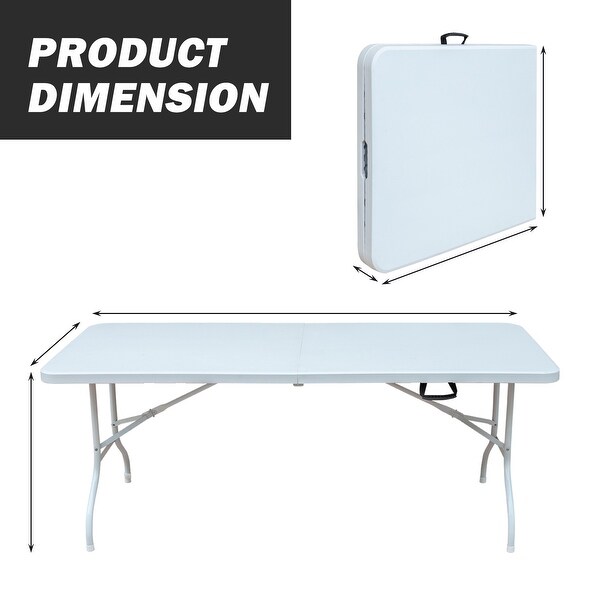 6FT Portable folding table with hand grip，suitable for picnic camping garden dinner party，stable and reliable，versatile