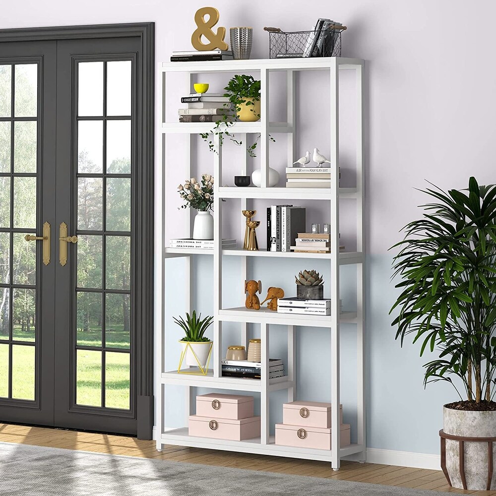 7 Tier Bookshelf  78.7 inch Tall Bookcase with 10 Open Storage Shelves   39.37”(L) x 11.8”(D) x 78.74”(H)