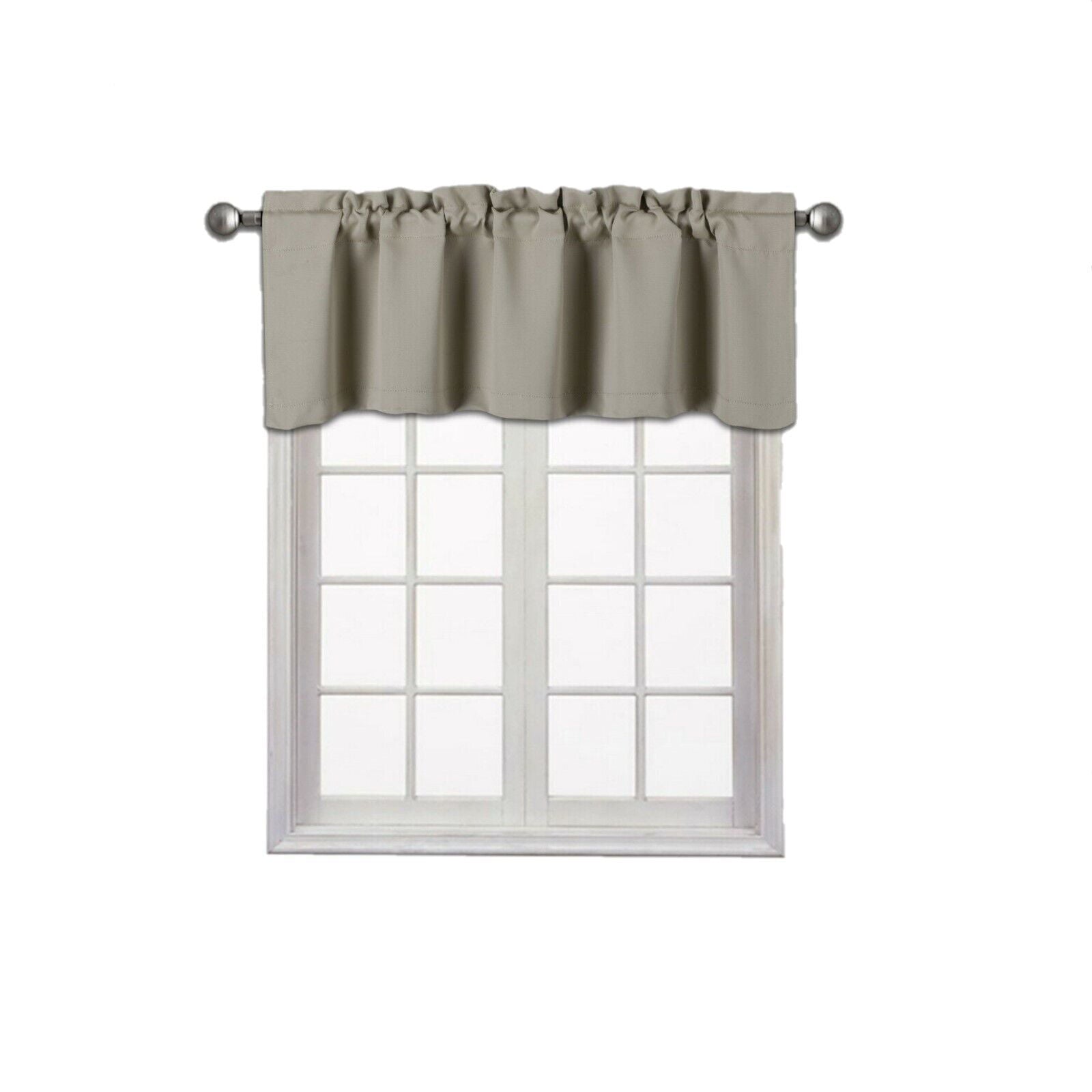 TVLO taupe blackout thermal valance for short window curtain with rod pocket for kitchen bathroom home decor 54 x 18 inch 1 valance