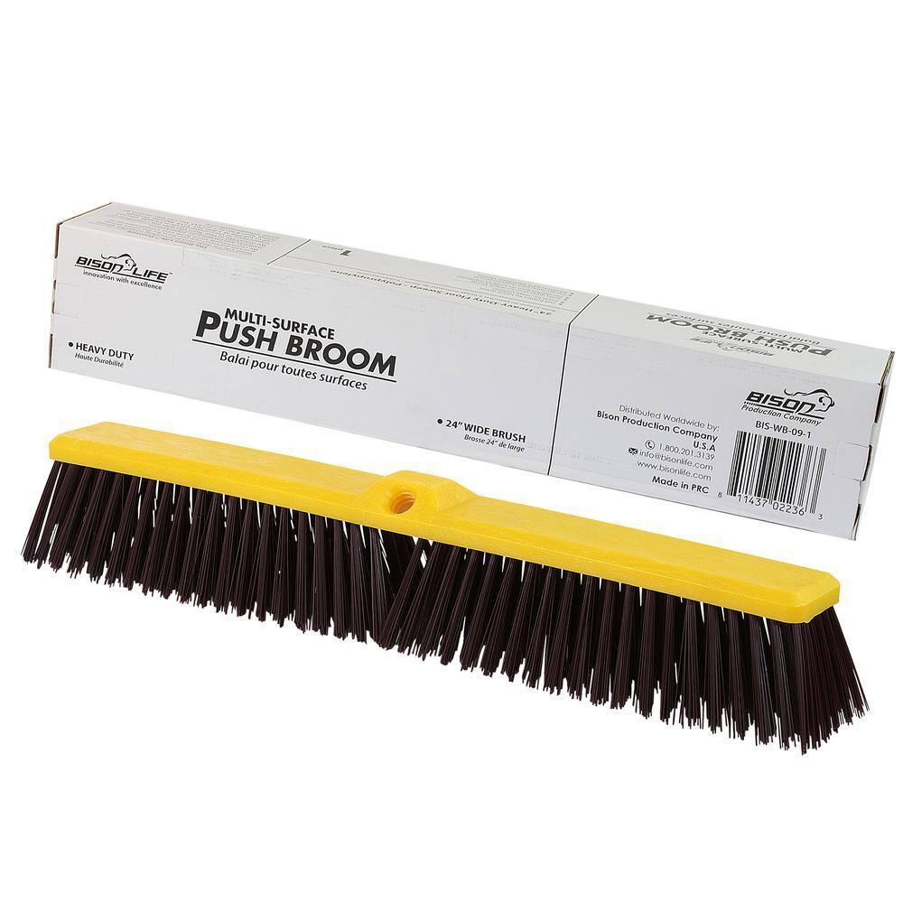 Bison Life Multi Surface Push Broom-Coarse Polypropylene and Polystyrene Hard Floor Surface Cleaner Broom BIS-WB-09-1