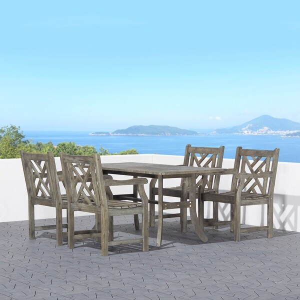 Reynard Wood Patio Table and 250 lbs weight capacity Armchair Dining Set