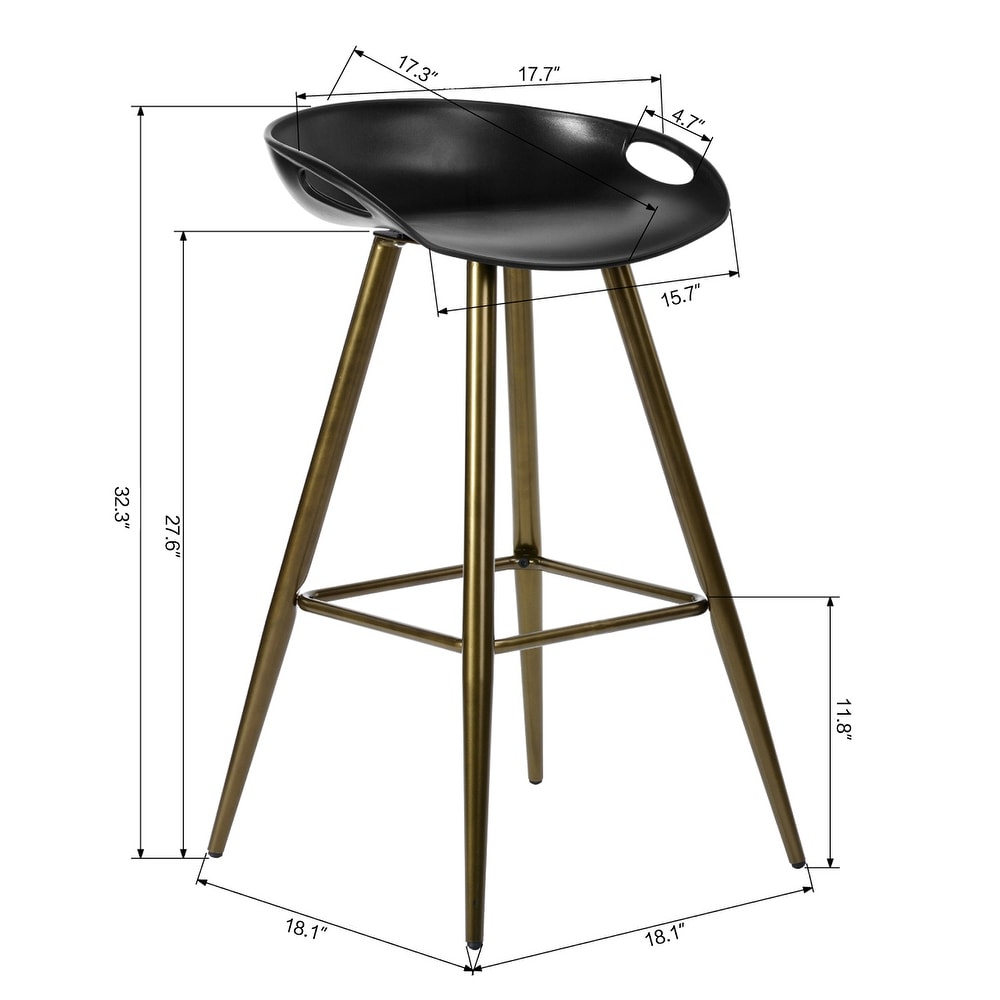 Homylin 32IN PP Seat Bar Stools with Powder Coating Steel Legs 2PCS