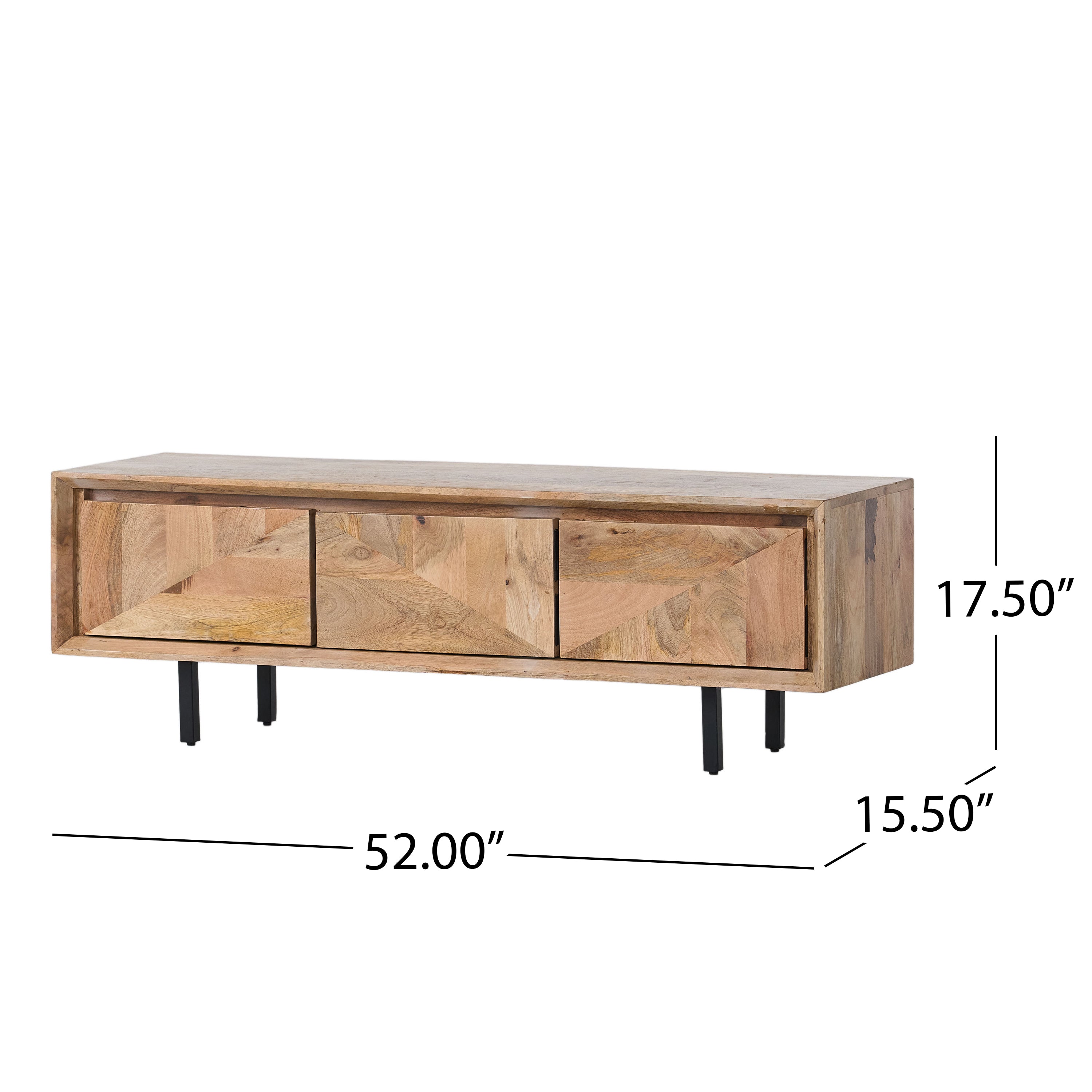 Zanya Handcrafted Boho 3-Drawer Wood TV Stand