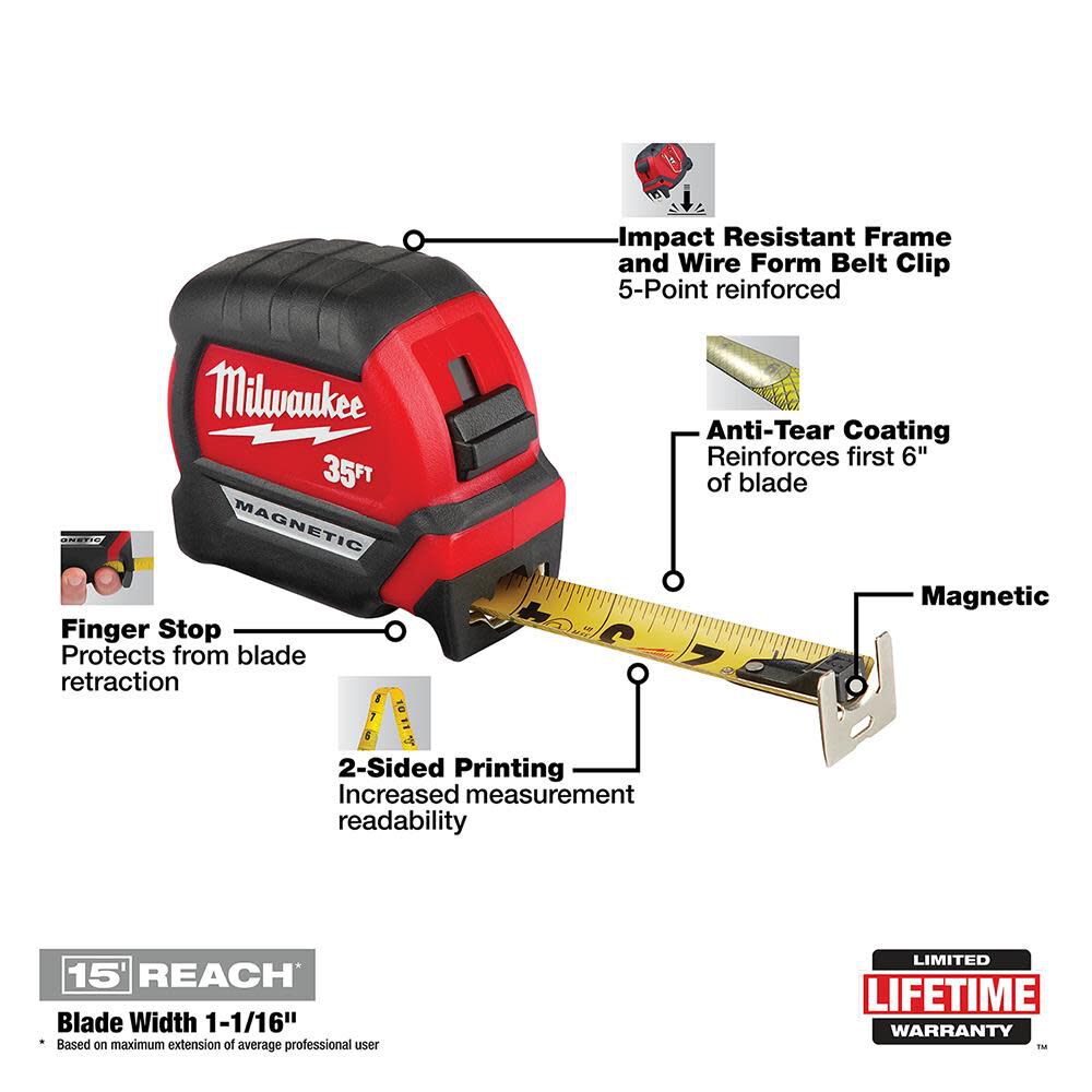 Milwaukee 35Ft Compact Magnetic Tape Measure 48-22-0335 from Milwaukee