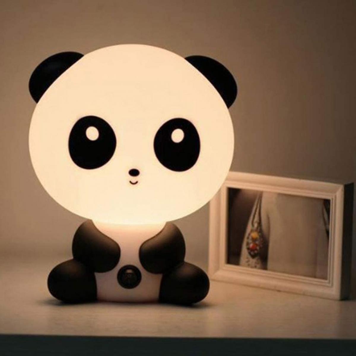 Night Light Cartoon Animal Night Light Sweet Panda Table Lamp Kids Restaurant Night Light (with Plug) Black