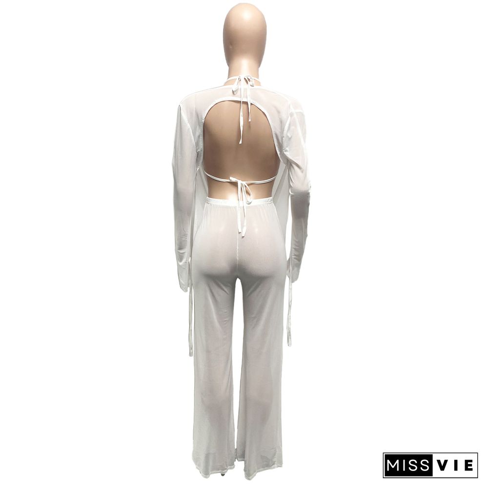 Mesh Matching Outfit Sexy 3 Piece Pants Set