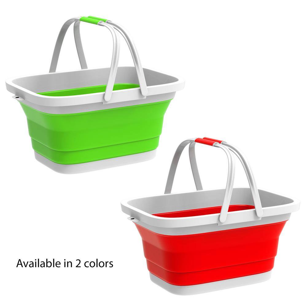 Lavish Home Red Collapsible Multi-Use Plastic Basket with Comfort Grip Carrying Handles HW0500032