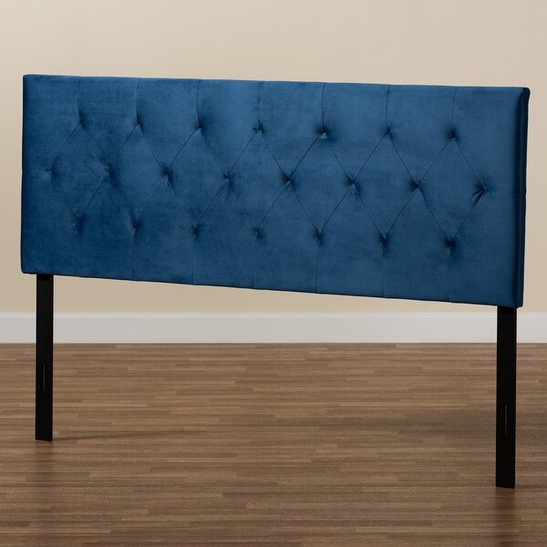 Felix Modern and Contemporary Velvet Upholstered Headboard-Navy Blue - - 34807944