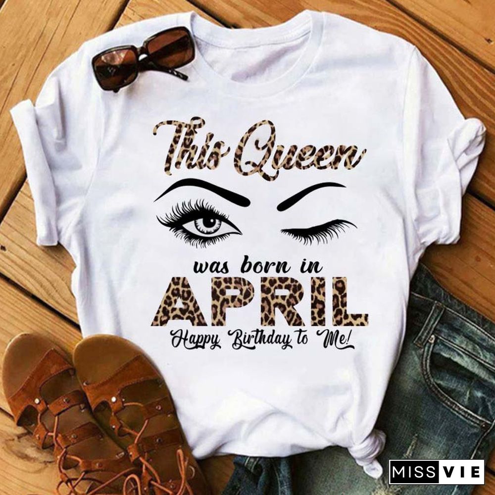 Maycaur New Fashion Birthday Tshirts Leopard Eyes Graphic Printed Women Black T-shirt Short Sleeve Ladies Tops Tee Birthday Gift