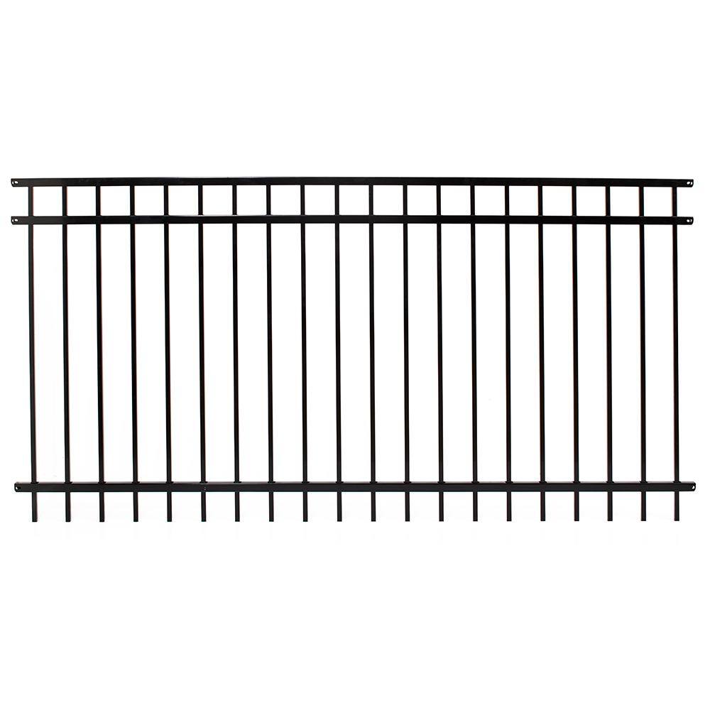 FORTRESS Versai 4 ft. H x 7.5 ft. W Gloss Black Steel Flat Top Design Fence Panel 713469041