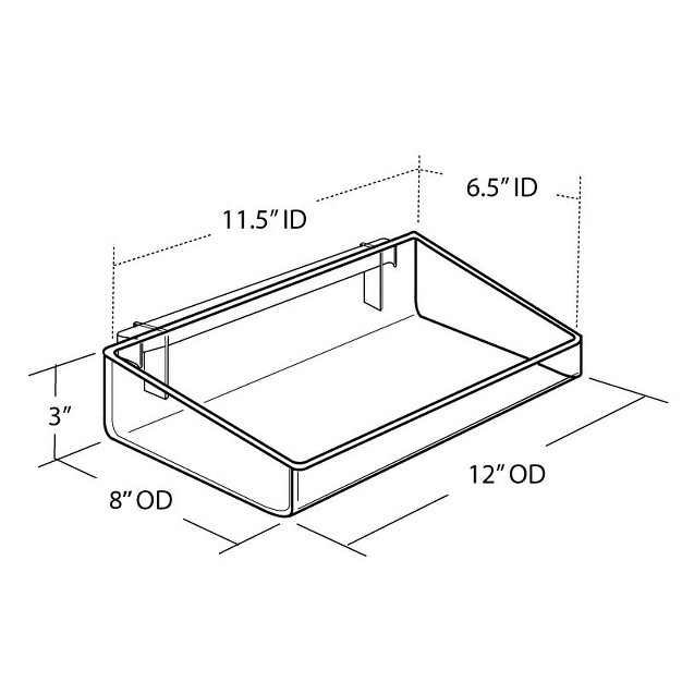 W Open Tray For Pegboard Or Slatwall 2 pack