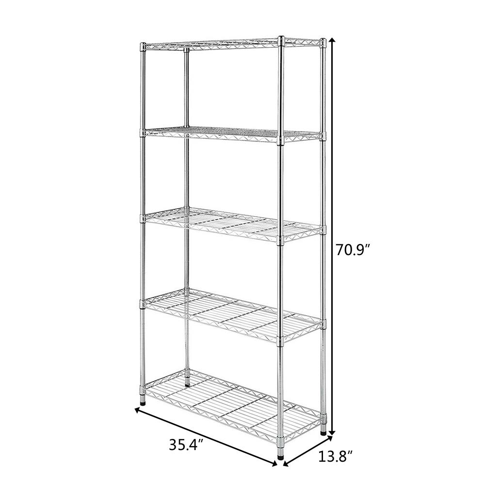 UBesGoo 5 Shelf Wire Shelving Unit Garage Heavy Duty Metal Utility Kitchen Storage， Silver