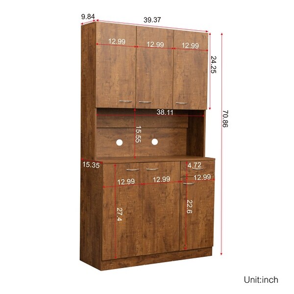 Modern Tall Wardrobeand Cabinet，with 6 Doors，1 Open Shelf and 1 Drawer - - 37291633