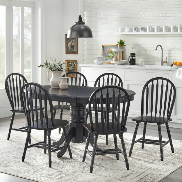 7pc Lancaster Dining Table Set Black Buylateral