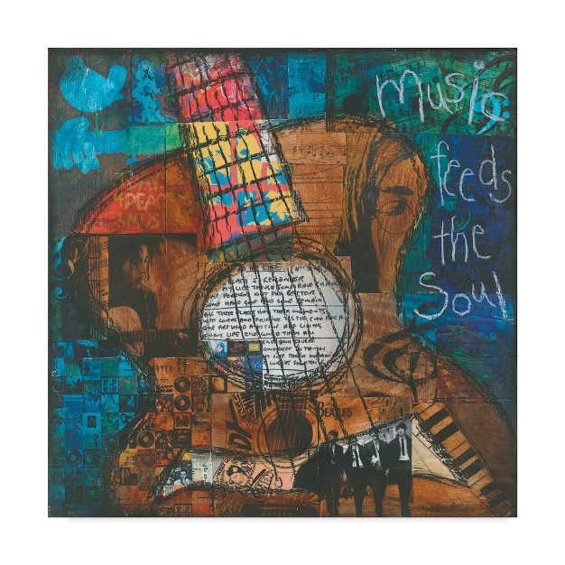 Trademark Fine Art jennifer Mccully x27 music Feeds The Soul Guitar x27 Canvas Art