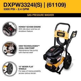 DW 3300 PSI 2.4 GPM Gas Cold Water Pressure Washer with HONDA GCV200 Engine DXPW3324I