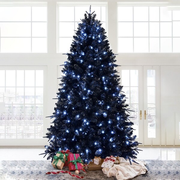 7.5ft PreLit Black Artificial Christmas Tree，500 Lights