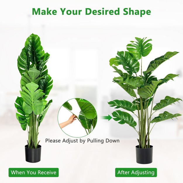 Tangkula 5ft Artificial Tree， Fake Monstera Deliciosa Plant In Pot With 15 Split Leaves Faux Plant For Indoor Outdoor House Home Office Living Room