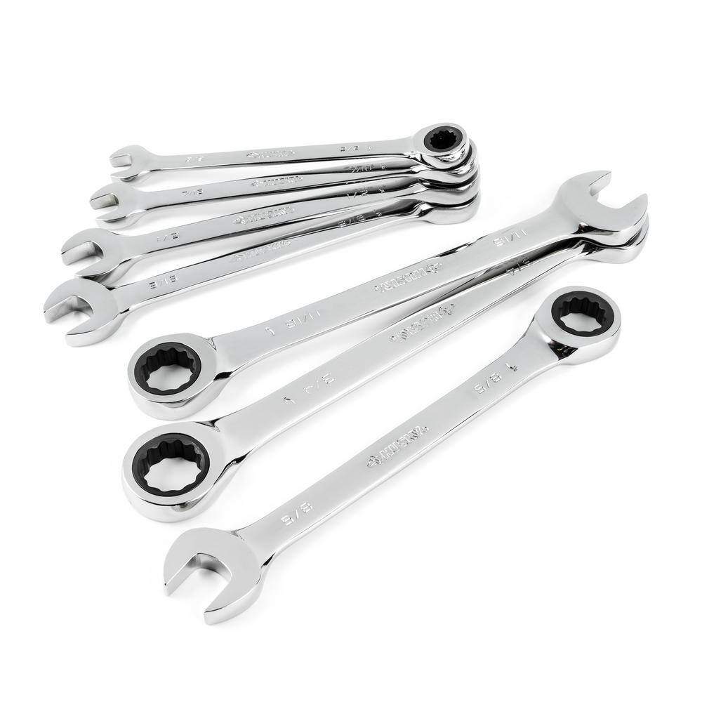 Husky Ratcheting SAE Combination Wrench Set (7-Piece) HRW7PCSAEN-06