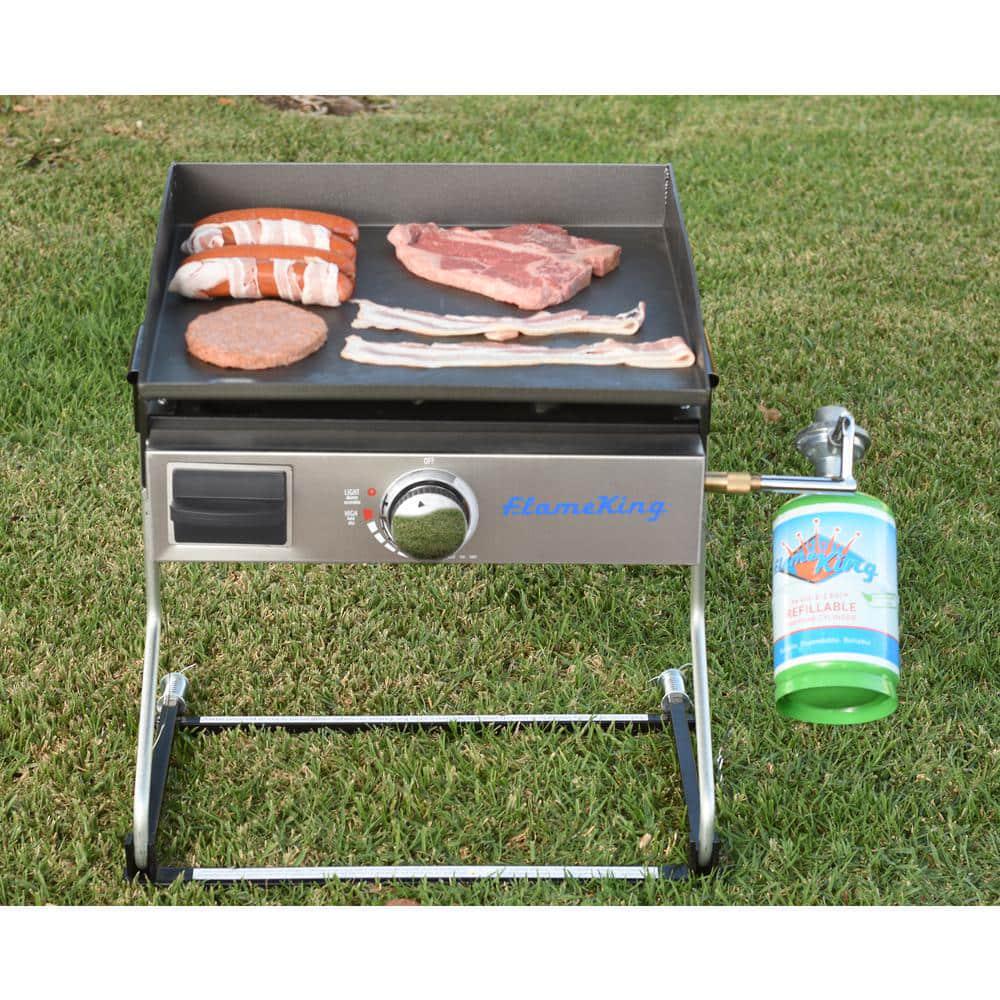 Flame King Flat Top Cast Iron Propane Grill Griddle for Tabletop Wall Mounted and Floor Stand