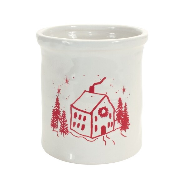 Melrose Crock with House (Set of 4) 4D x 4.5H，5.25D x 5.75H Clay