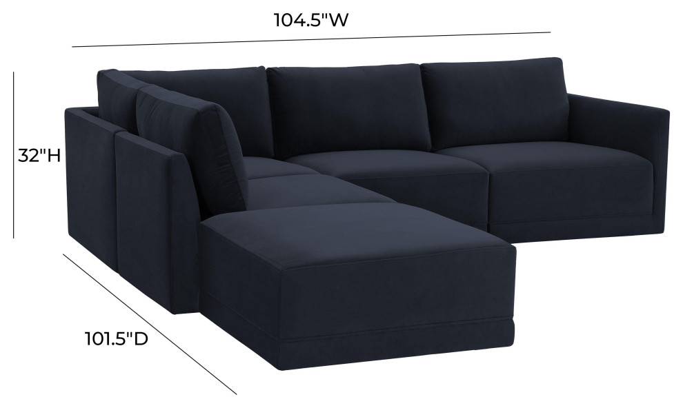 Willow Navy Modular LAF Sectional   Transitional   Sectional Sofas   by First of a Kind USA Inc  Houzz