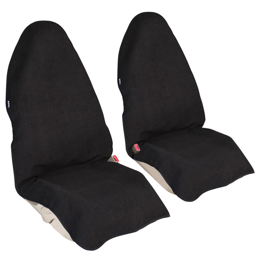 Leader Accessories 2pcs Black Sweat Towel Seat Covers for Car Front Bucket Seat