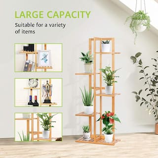 VIVOSUN 40 in. Tall IndoorOutdoor Bamboo Wood 6 Potted Plant Stand (5-Tired) wal-PS011J