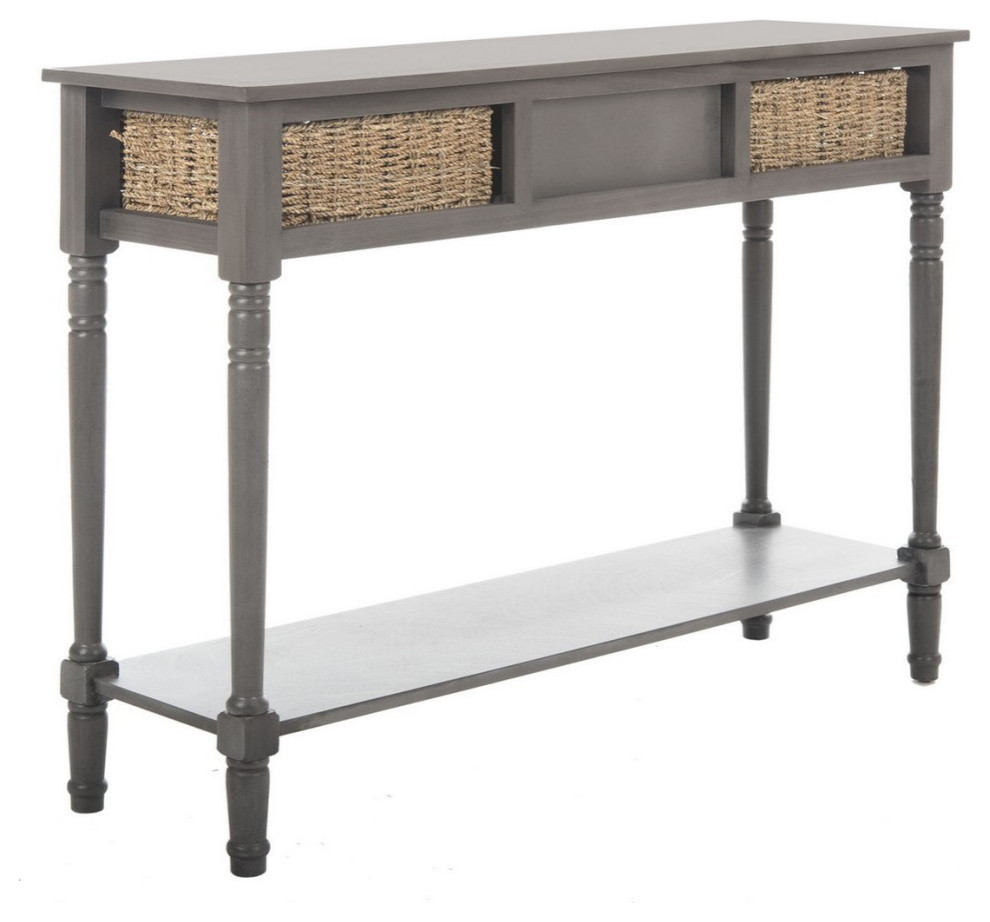 Ronnie Wicker Console Table With Storage Grey   Tropical   Console Tables   by AED Luxury Home Decor  Houzz