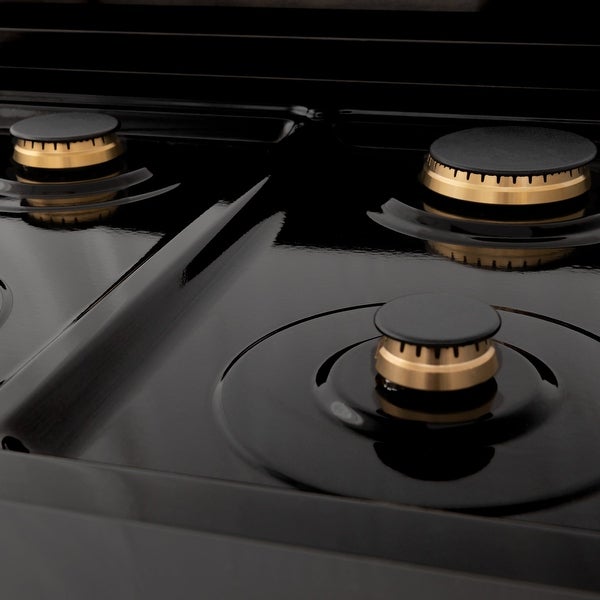 ZLINE Porcelain Stovetop in Black Stainless Steel - Gas Brass Burners