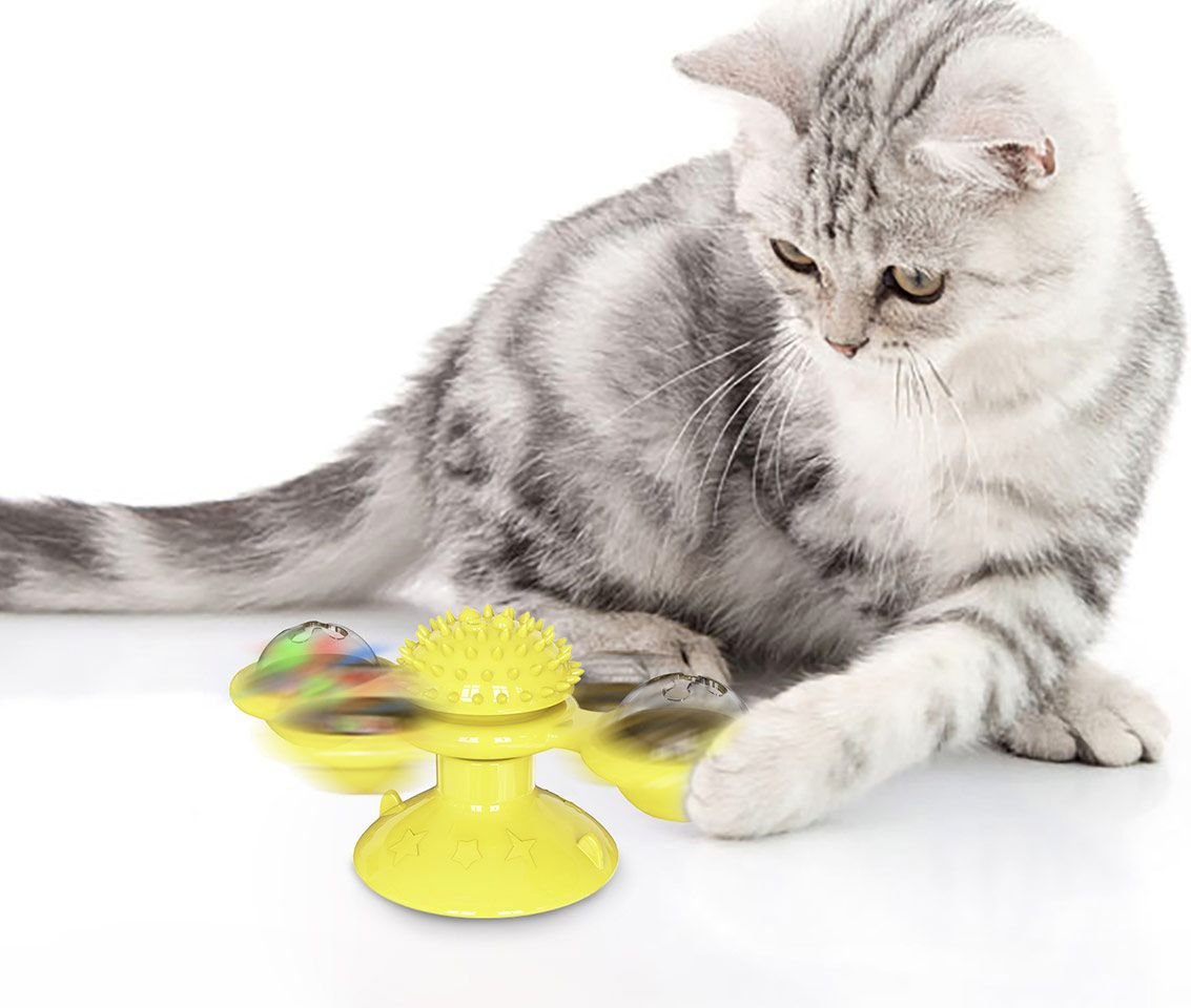 Pet Life 'Windmill' Rotating Suction Cup Spinning Cat Toy