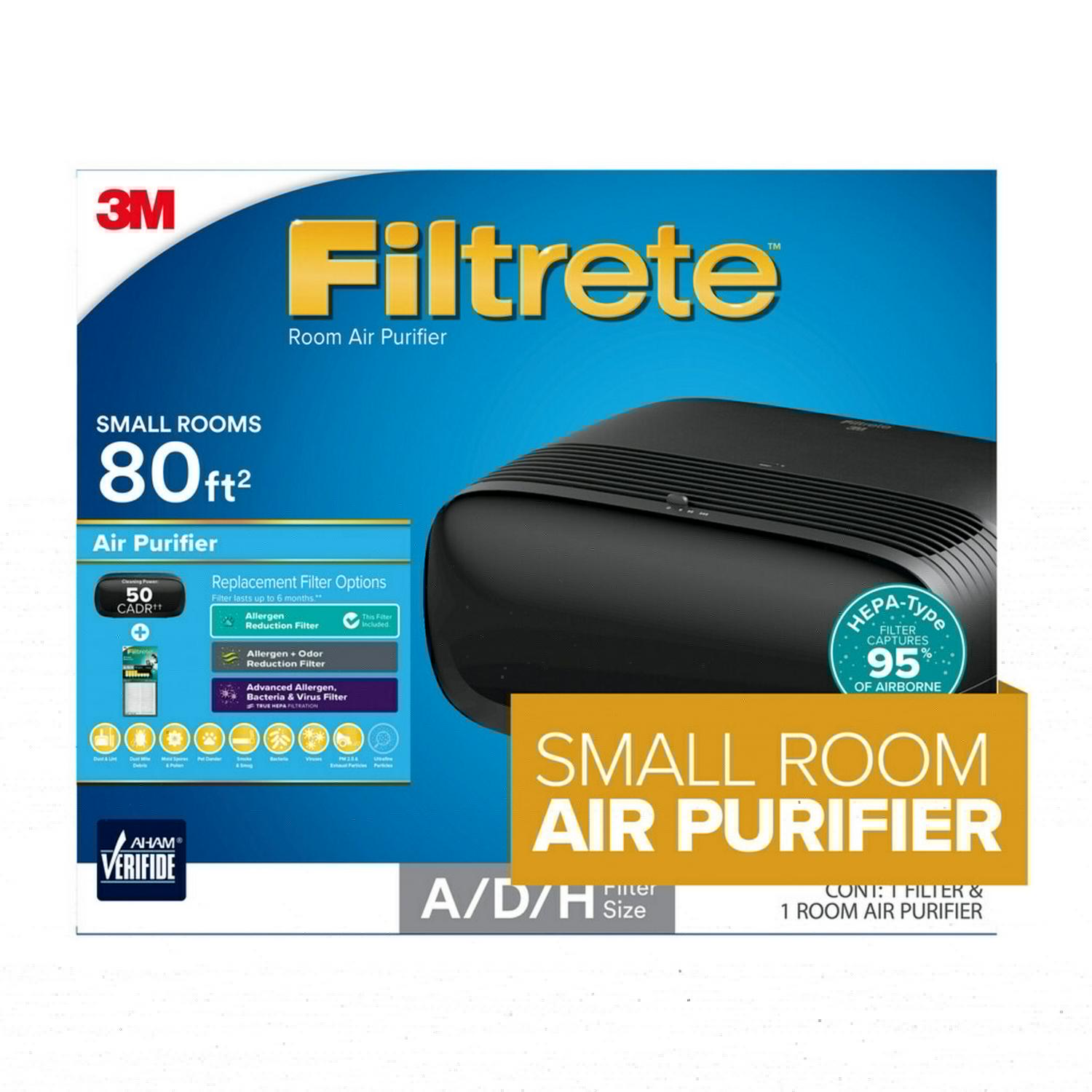 Filtrete by 3M Air Purifier， Small Room， 80 sq. ft.