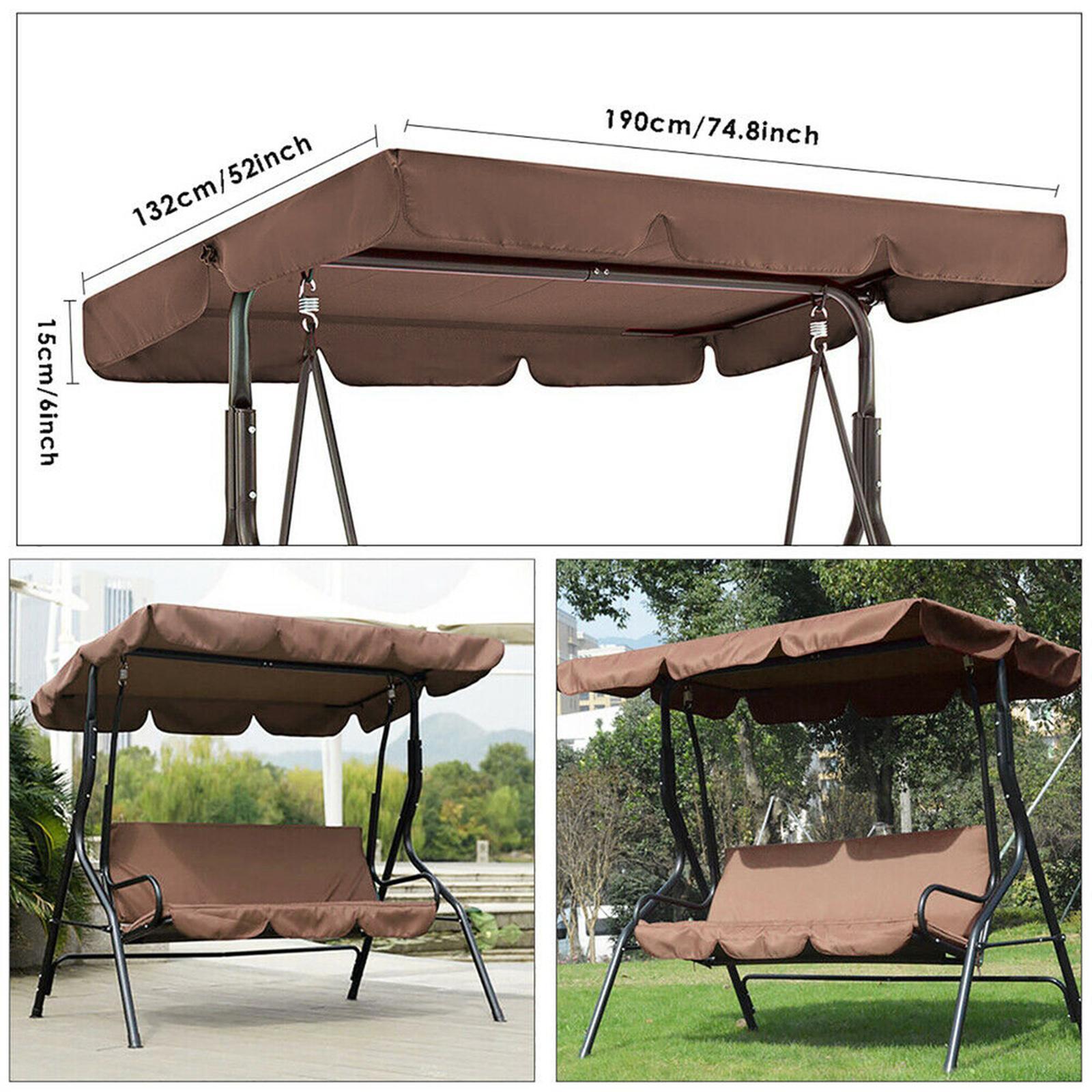 Garden Swing , 3 Seat Swing Canopies Seat Cushion Cover Set Patio Swing Chair Hammock Replacement Waterproof Cover , Brown