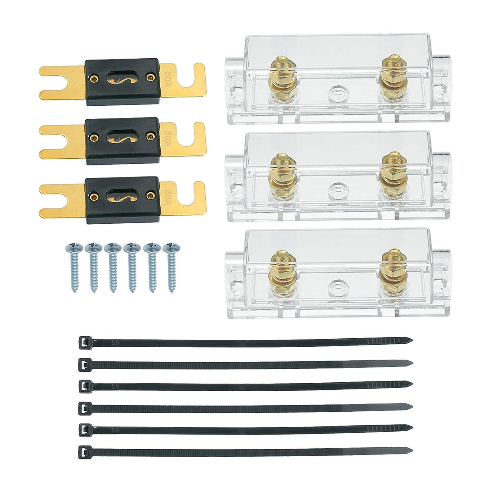 3pcs Anl Fuse With Fuses Holders Boat Automotive Replacement Anl Fuse Holder 150a