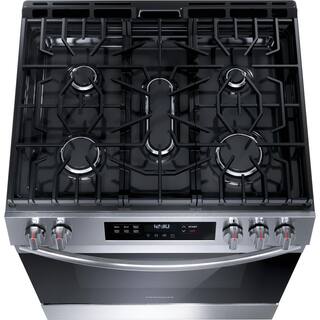 Frigidaire 30 in. 5 Burner Front Control Gas Range with Steam Clean in Stainless Steel FCFG3062AS