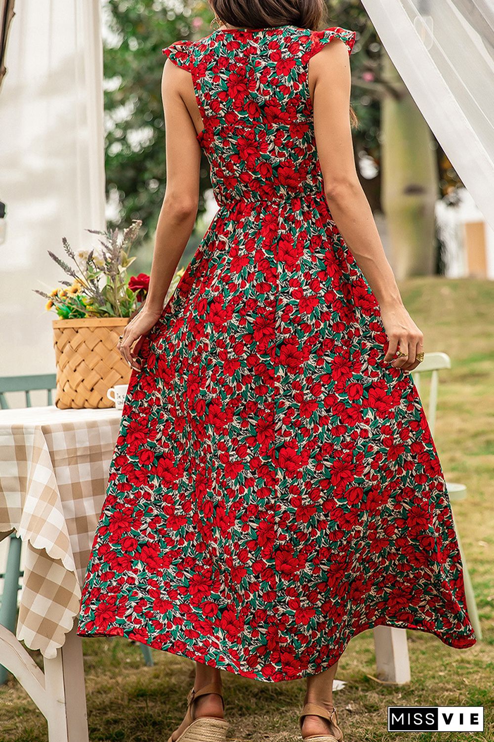 Floral Print Sleeveless Long Maxi Dress Wholesale