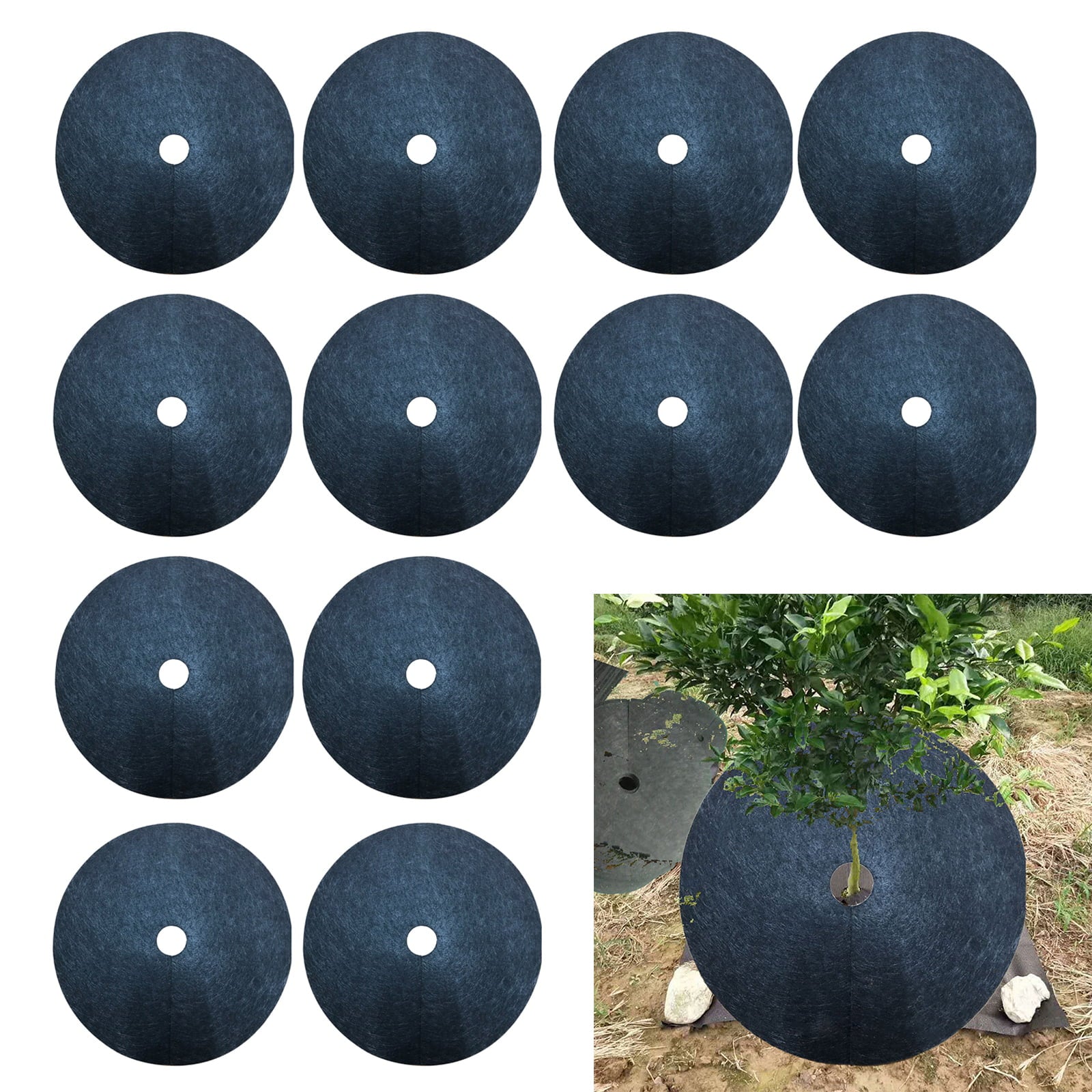 12Pcs Cloth Tree Protection Weed Mats For Vegetable Garden Diameter Made Of Nonwovens Material Covering Ring