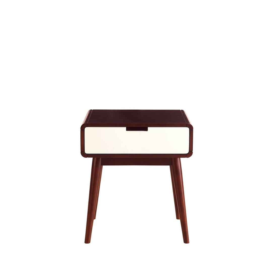 Simple Nightstand End Table in Espresso and White