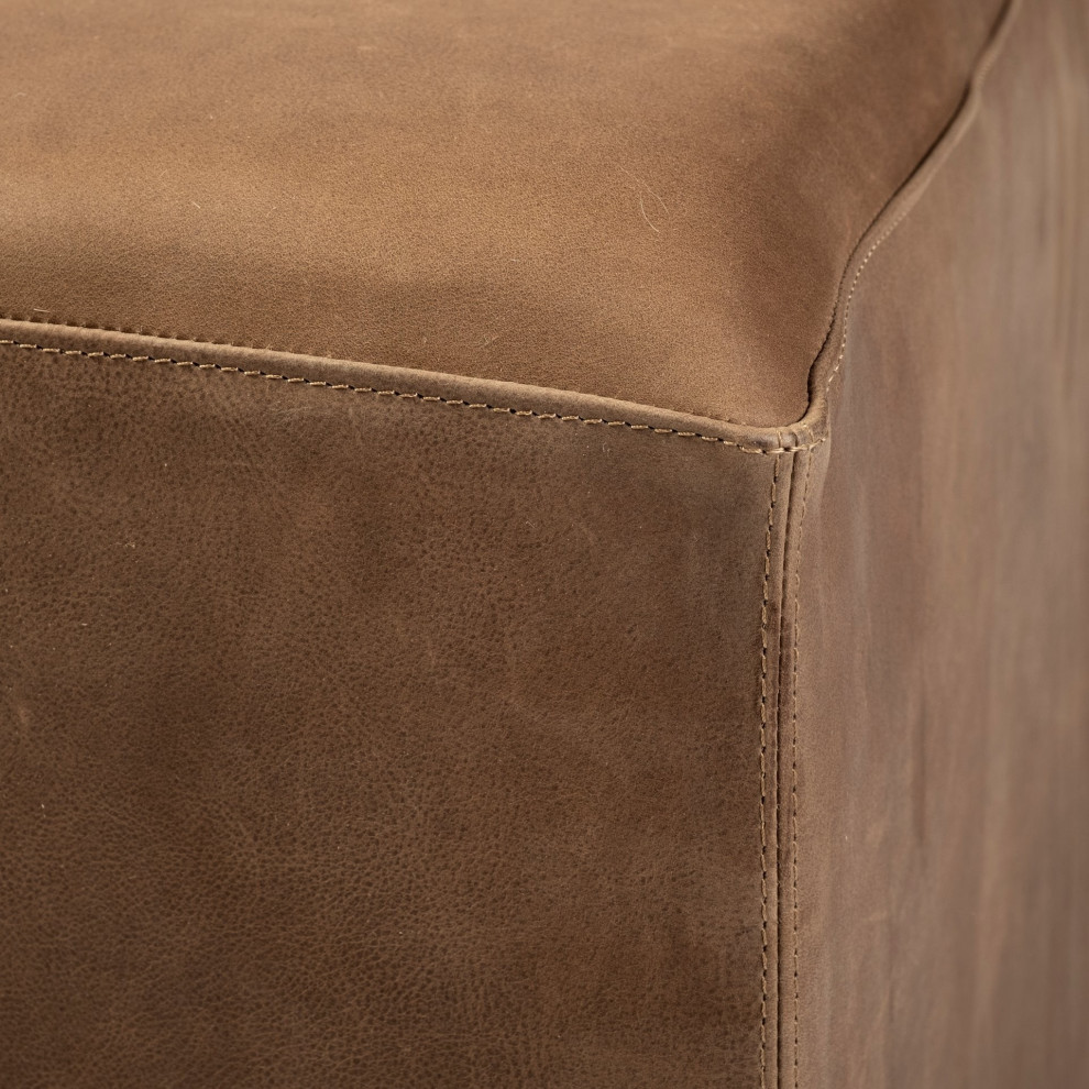 Brown Leather Wrapped Ottoman   Contemporary   Footstools And Ottomans   by UStradeENT LLC  Houzz