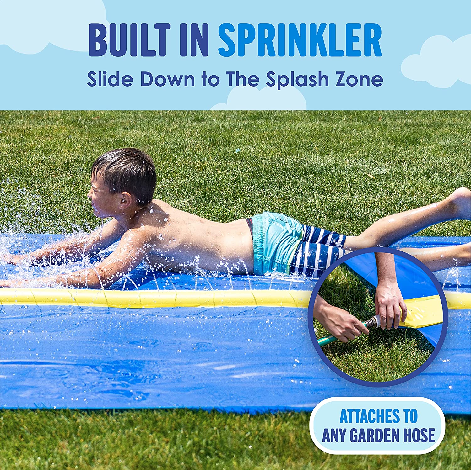 Intera - 30' Waterslide with Splash Zone - Easy to Setup - Extra Thick to Prevent Rips & Tears