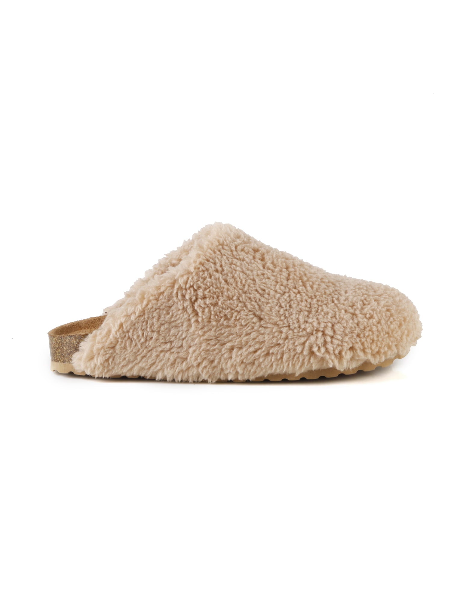 Fleeced Closed Toe Women's Sliders Clogs in Camel