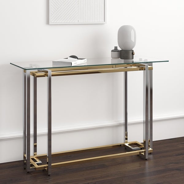 Contemporary Glass and Metal Console Table