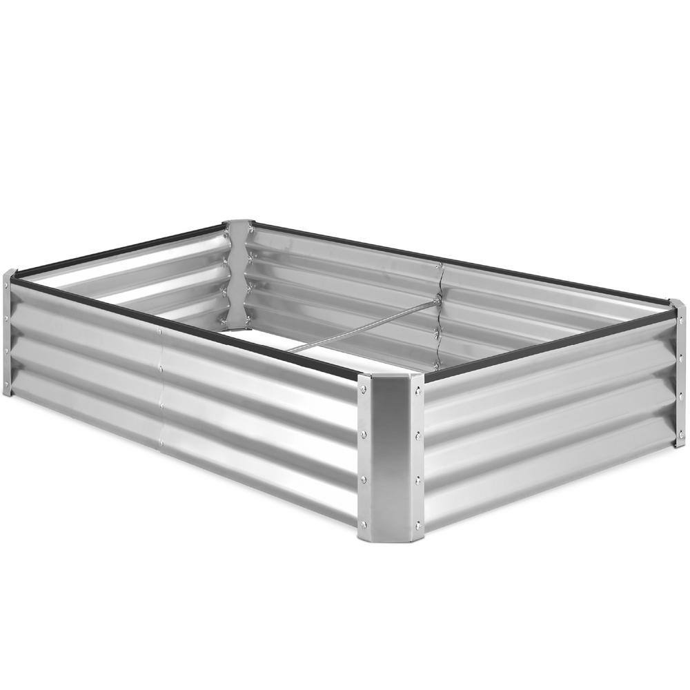 Best Choice Products 6 ft. x 3 ft. x 1 ft. Silver Outdoor Steel Raised Garden Bed for Vegetables Flowers Herbs Plants SKY6419